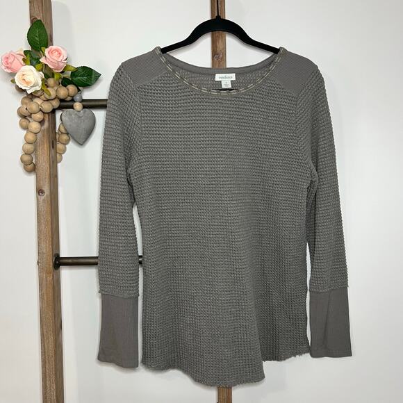 Sundance Tops - Sundance Long Sleeve Gray Thermal Waffle‎ Knit Top Size Small